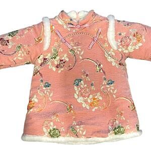 Baby Girls Quilted Dress Jacket L Toddler Floral Lined Embroidered Chinese Qipao